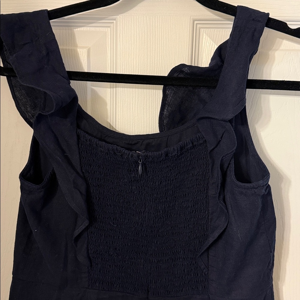 Ann Taylor Scoop Neck Linen Blend Flare Dress in the color Night Sky Navy Size 8 - Picture 6 of 6